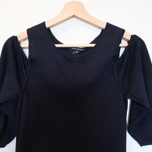 Club Monaco Navy Cold Shoulder Long Sleeve Shirt